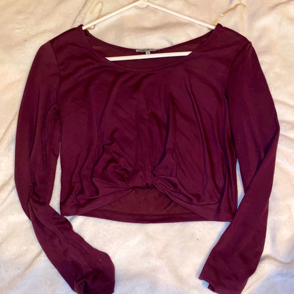 Charlotte Russe purple knot tie crop top